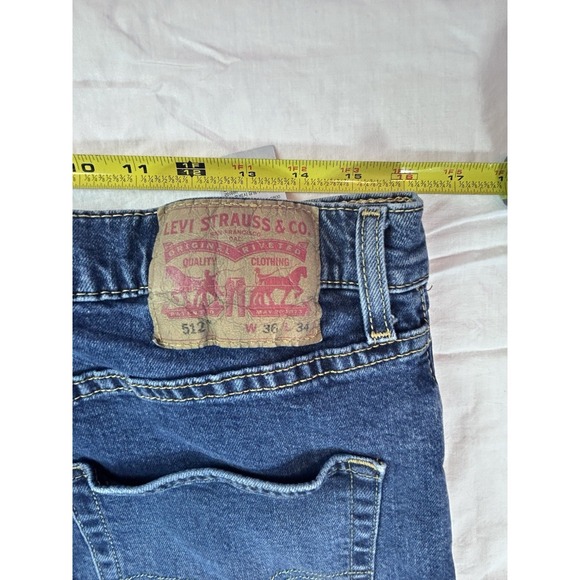 men's levi's dark wash jeans 512 Sz 36x34 Straight - Picture 6 of 11